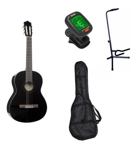 Yamaha C40bl Paquete Guitarra Acustica Atril Funda Afinador