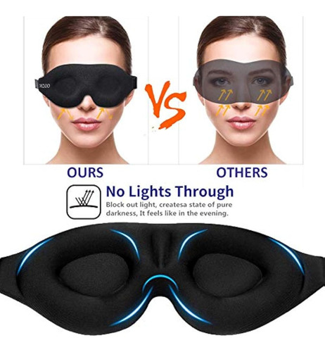 Mascara Para Dormir De Espuma Viscoelastica 3d Mzoo Negro 3d