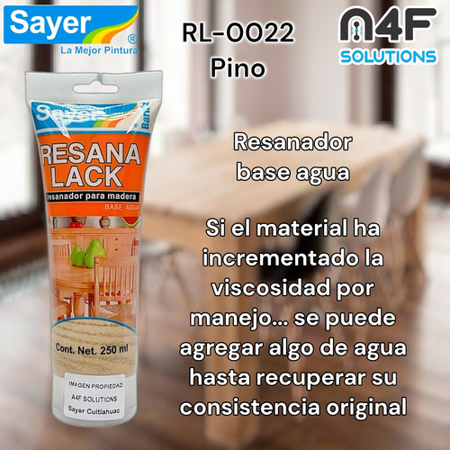Sayer Resanalack Para Madera Base Agua Pino (250ml) 2pz
