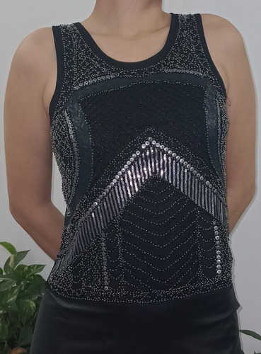 Imagen 3 de 8 de Musculosa Blusa Brillos Lentejuelas Bordadas Fiestas