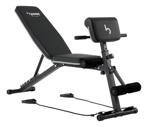 Banco Multiposiciones Ajustable Y Plegable Gym Bywell color negro