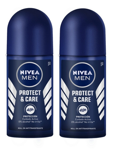 Desodorante Nivea En Rollon Protect&care For Men X 2