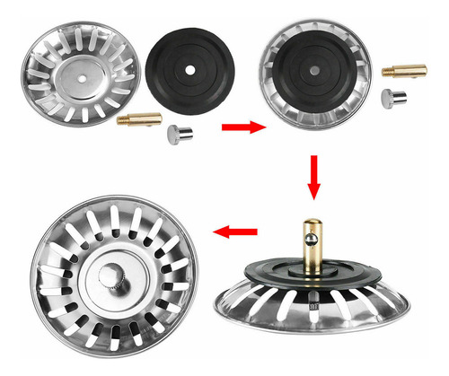 Colador De Tapón Fregadero De Acero Inoxidable De 2 Piezas
