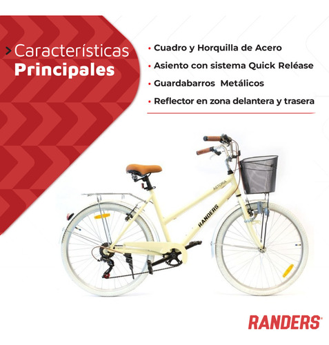 Bicicleta Paseo R26 Randers Aluminio Vintage Mujer Canasto