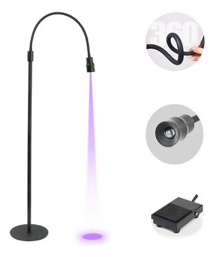 Pedal De Pé Uv Lash Com Cura Em Gel Led, Pescoço De Ganso Aj