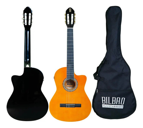 Guitarra Electro Acustica Nylon Con Funda Bil700ce Nt Bilbao