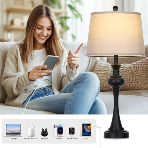 Juego De 2 Lámparas De Mesa Modernas De 28.75 Pulgadas Con C