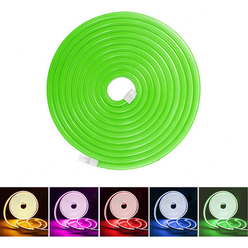 Tiras De Led Neón Luz Flexible Unicolor 5 Metros Cortar 12v Verde