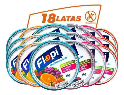 Dulces Flopi Diet Surtido Display Con 18 Latas | Flopi