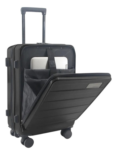 Valija Carry On 20 Portanotebook Abs Reforzada Viajera Negro Lisa