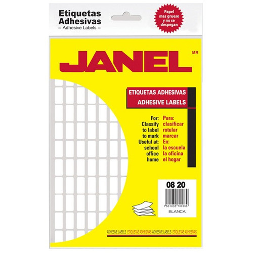 Etiquetas Blancas Janel No. 4 De 8x20 Mm 1 Paquete