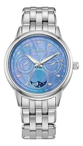 Reloj Citizen Eco Drive Calendrier Para Mujer Original Color de la correa Plateado Color del bisel Plateado Color del fondo Azul acero