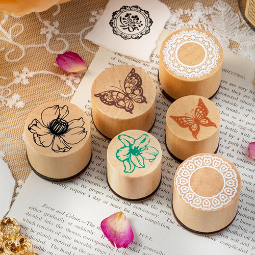 2 Wooden Stamps Set Creative For Diary Planner Stationery
