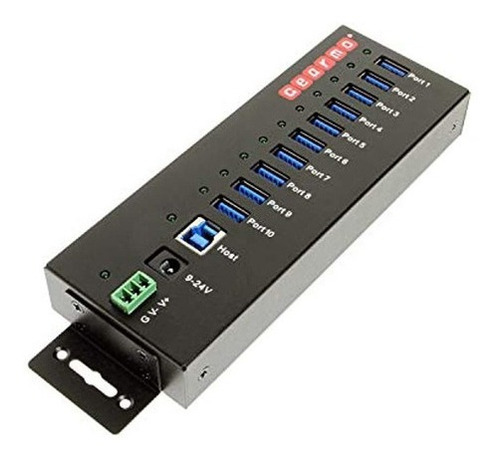 Usb 3.0 hub De 10 puertos Industrial Metal W/15 protección E