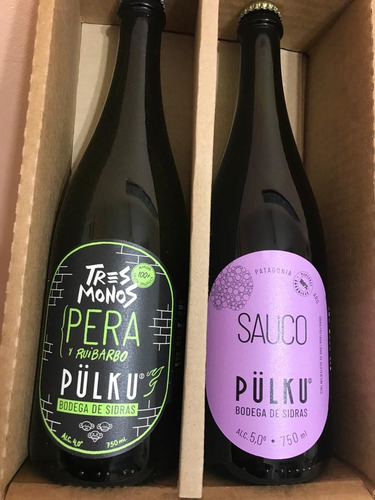 Sidra Pulku Sauco Y Pulku Tres Monos Pera Y Ruibarbo X 750cc