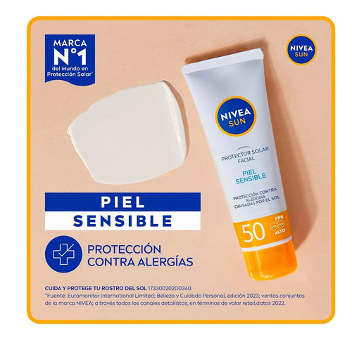 2 Pack Protector Solar Facial Nivea Sun Piel Sensible Fps50