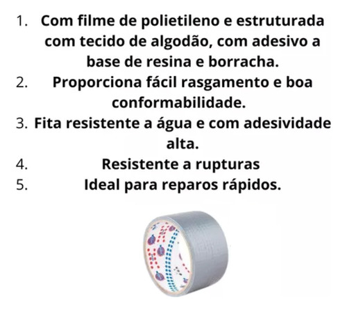 Kit Com 7 Fita Adesiva Multiuso Silver Tape Prata 50x5 Prateado Lisa