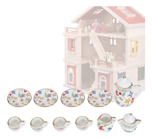 1:12 Dollhouse Miniatura Porcelana Flor Chá Xícara Cozinha D