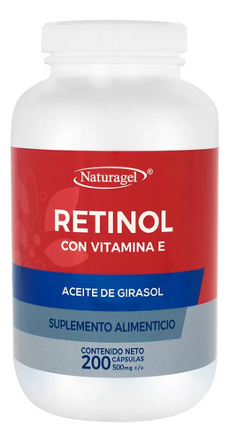 Naturagel Suplemento Retinol Con Vitamina E 200 Capsulas Sabor Sin Sabor