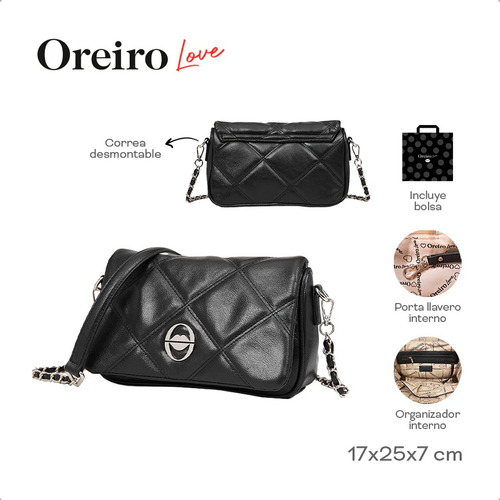 Cartera Cuero Pu Doble Urbana Oreiro Love Dama Ajustable