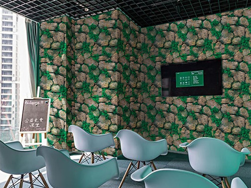 Imagen 5 de 6 de Papel Tapiz Piedras Rocas Con Plantas Adhesivo Pared