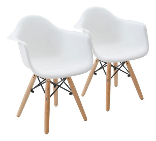Kit 2 Cadeiras Charles Eames Eiffel Design Wood Braços