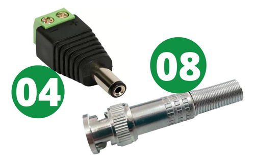 Kit 8 Conector Bnc Mola Parafuso E 4 P4 Macho Plug