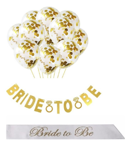 Bridal Shower & Bachelorette Party Set - Bride To Be Gold Ba