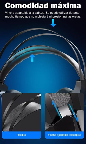 Imagen 9 de 10 de Auricular Xinua Hs1 Gamer Microfono Mute Luz Led Pc Ps4 Xbox