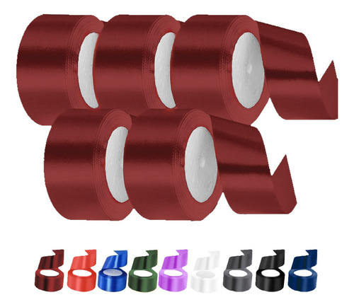 Moños Satinado Liston Navideño Colores 4cm 5 Rollos 220m