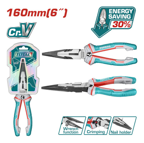 Alicate Pinza Larga Alto Apalancamiento 8'' 160mm Cr-v / Tpr