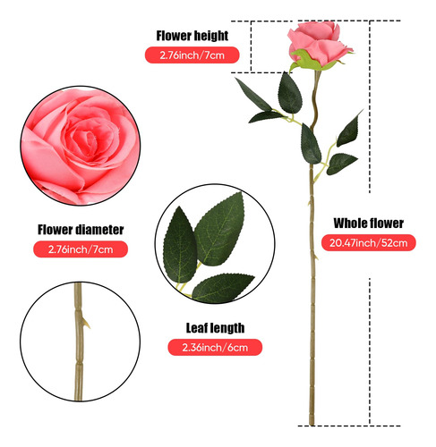 Hi 10 Peças De Flores Artificiais De Rosas Falsas, Buquê De