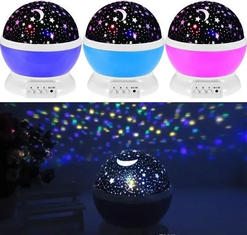 Lampara Veladora Proyector Led De Estrellas Usb Y Pila Estructura Azul/celeste