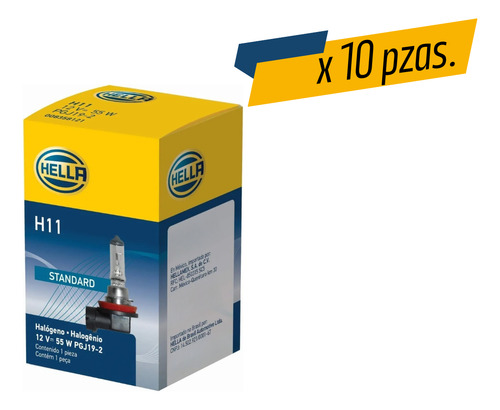 Foco Hella Standard H11 55w Pgj19-2 10 Piezas