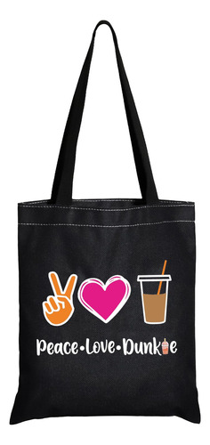 Jxgzso Peace Love Donut Junkie Shopping Bag Coffee Donuts Lo