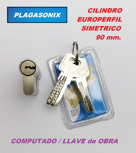 Imagen 7 de 10 de Cilindro Europerfil 90mm. 45/45 Simetrico Leva Llaves Obra