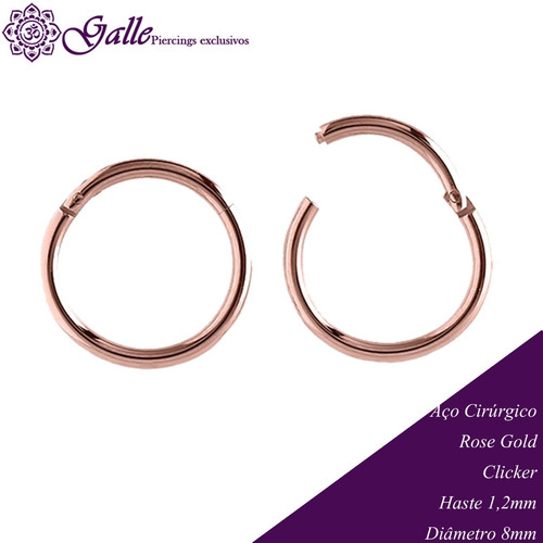 Piercing Clicker Aço Cirúrgico Rose Gold Argola