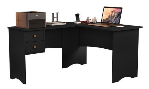 Escritorio Paris para portátil de 1,20 pulgadas en L, varios colores, color negro