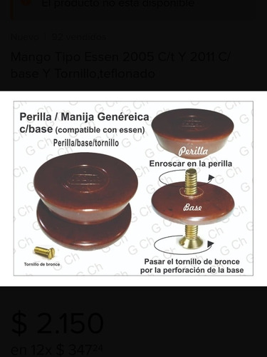 Perilla/mango/manija C/base Generica Para Essen C/tornillo