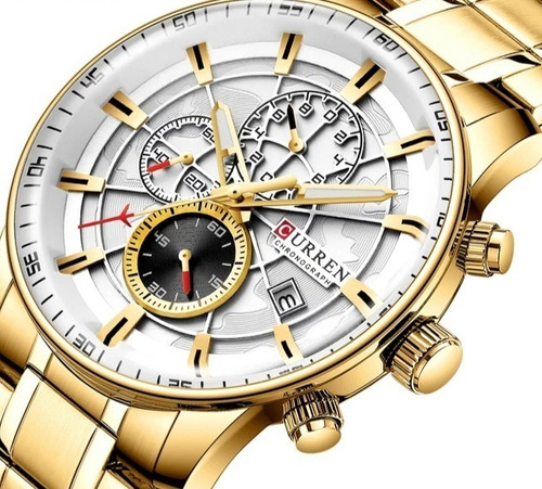 Relogio Masculino Ouro Promoção Original Prova Dagua + Brind