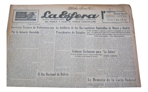 Periodico La Esfera Viernes 6 De Agosto 1937 Original