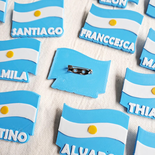Escarapela Argentina Personalizada Impresion 3d X 10u Celeste Escarapela Argentina 3d