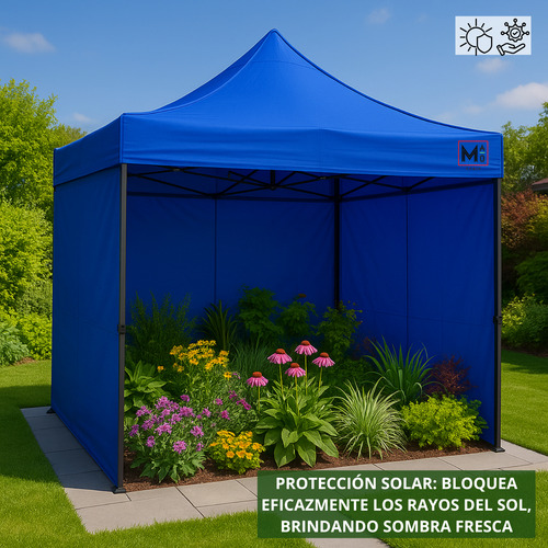 Carpa Toldo 3x3 Medida Con Paredes Plegable Color Azul