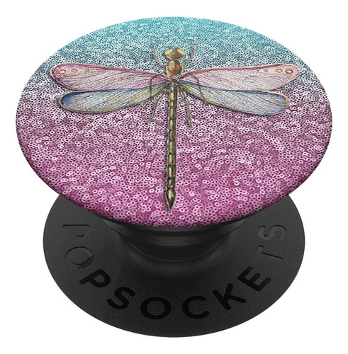 Dragonfly On Pastel Blue And Pinks Fondo Efecto Lentejuela