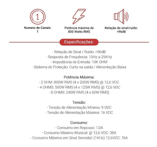 Modulo Taramps Ds-800 X4 800w Rms Rca Ds800x4 Amplificador