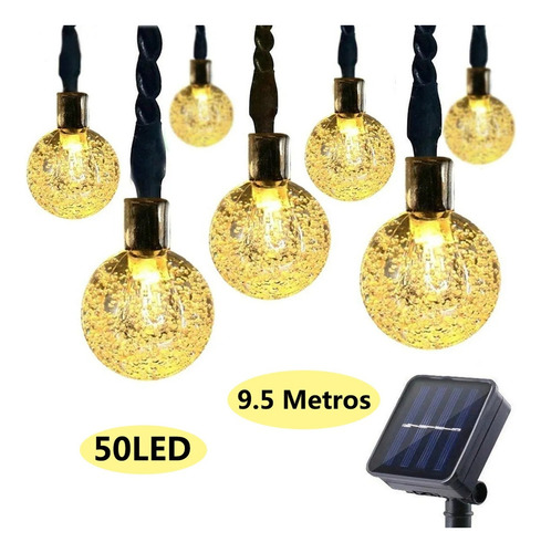 Guirnalda De 50 Luces Solares Led Impermeables P/ext. 9.5 M