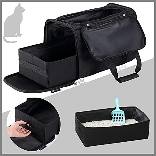 Caja De Arena Portátil Para Gatos Negra, Caja De Arena De Vi