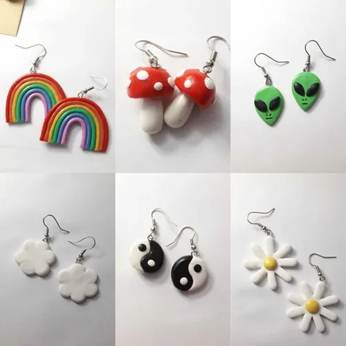 🍒aritos/aretes de PORCELANA FRIA como hacer figuras fáciles🍄parte 2 