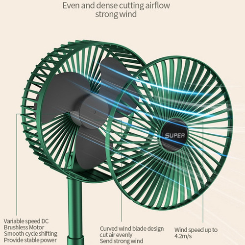 Ventilador Retráctil De Pie, Recargable (wh)