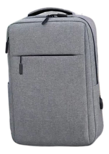 Mochila Para Notebook Urbana Con Puerto Ubs Oficina Trabajo Gris Liso